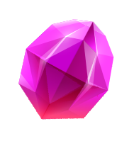 Ícone de uma gema preciosa facetada, em tons de rosa e roxo, representando um item de valor, ponto ou bônus especial em um jogo.