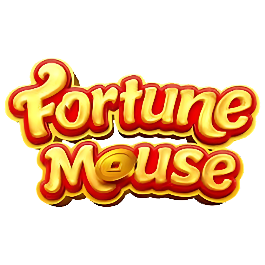 Logo oficial do jogo de slot Fortune Mouse, também conhecido como'Jogo do Rato', com o título estilizado em letras douradas com contorno vermelho.