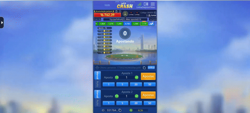 Interface de um jogo de crash cassino com o multiplicador subindo e o botão verde de cash out em destaque.