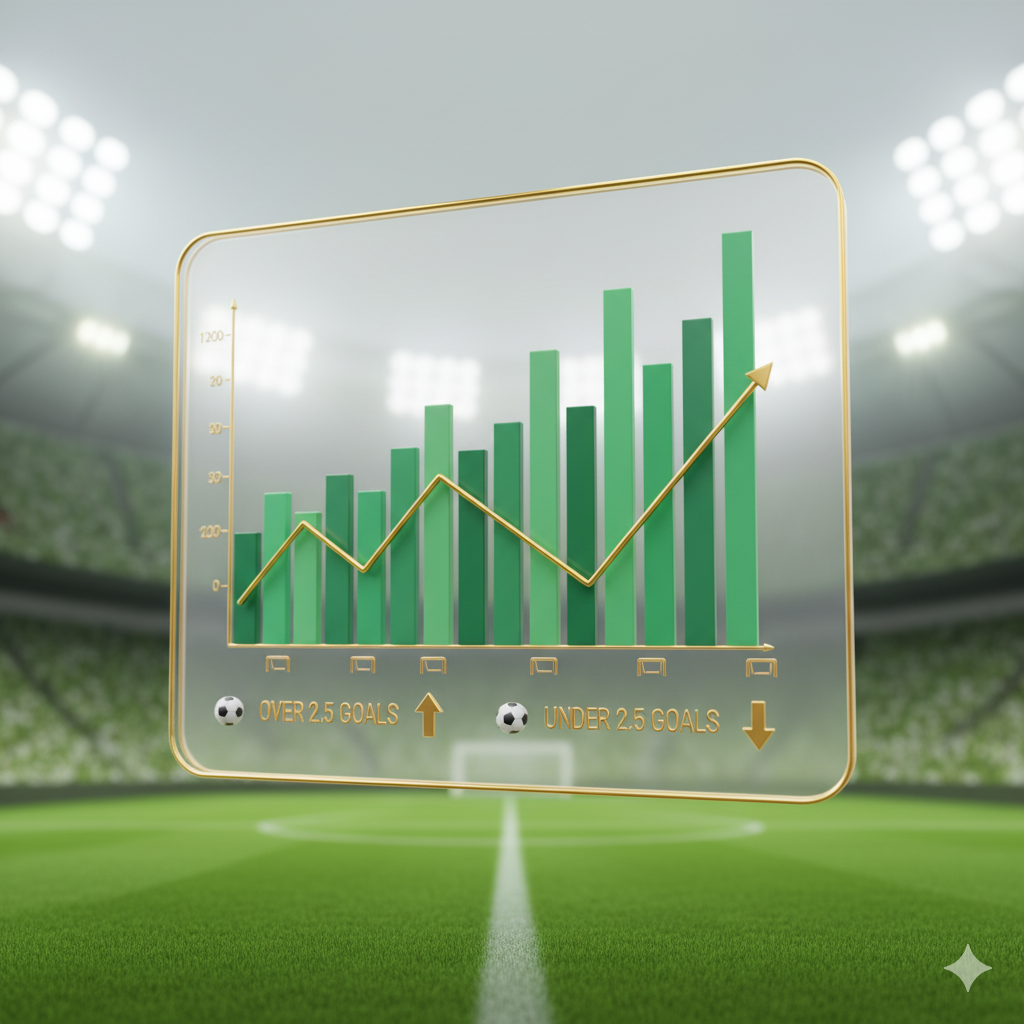 Gráfico mostrando estatísticas de gols para análise de aposta over e under.
