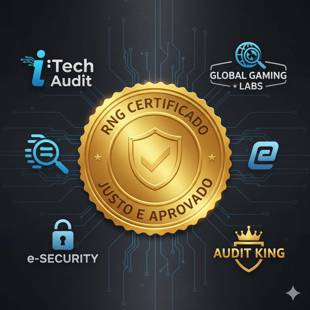 Logotipos de auditores como eCOGRA e iTech Labs, que fornecem a certificação de RGN para cassinos confiáveis.